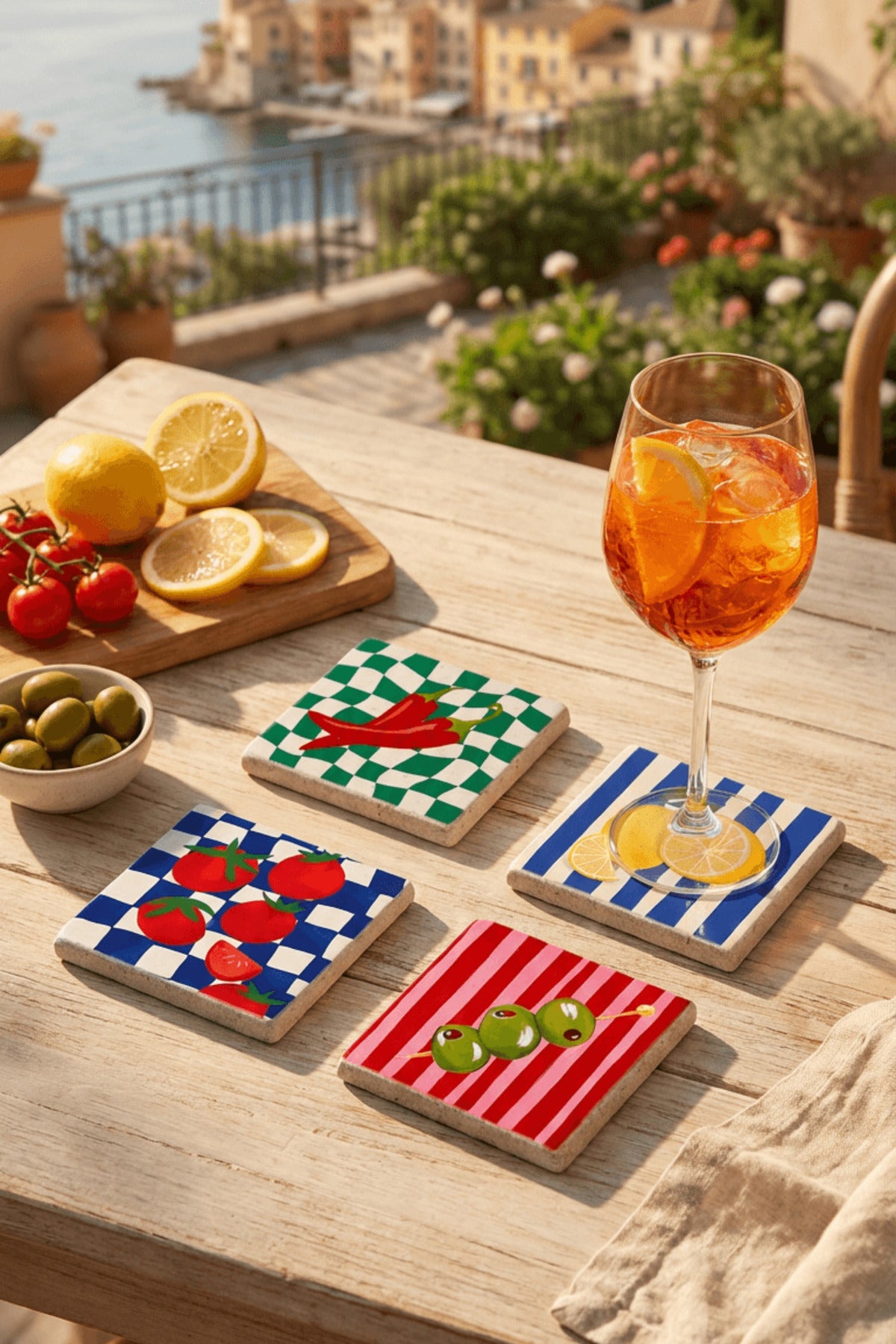 Mediterranean Tile Coaster Set of 4