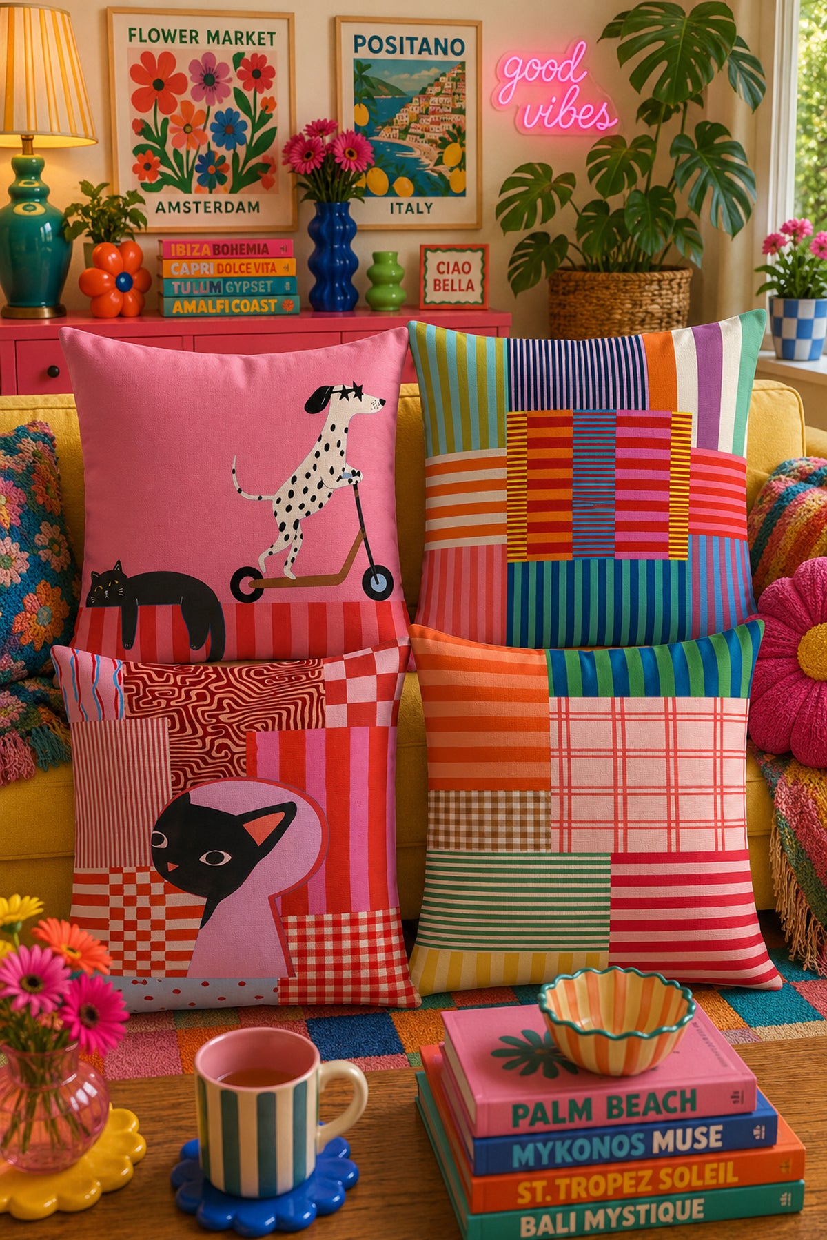 Retro Patchwork Cushion Cover Set of 4