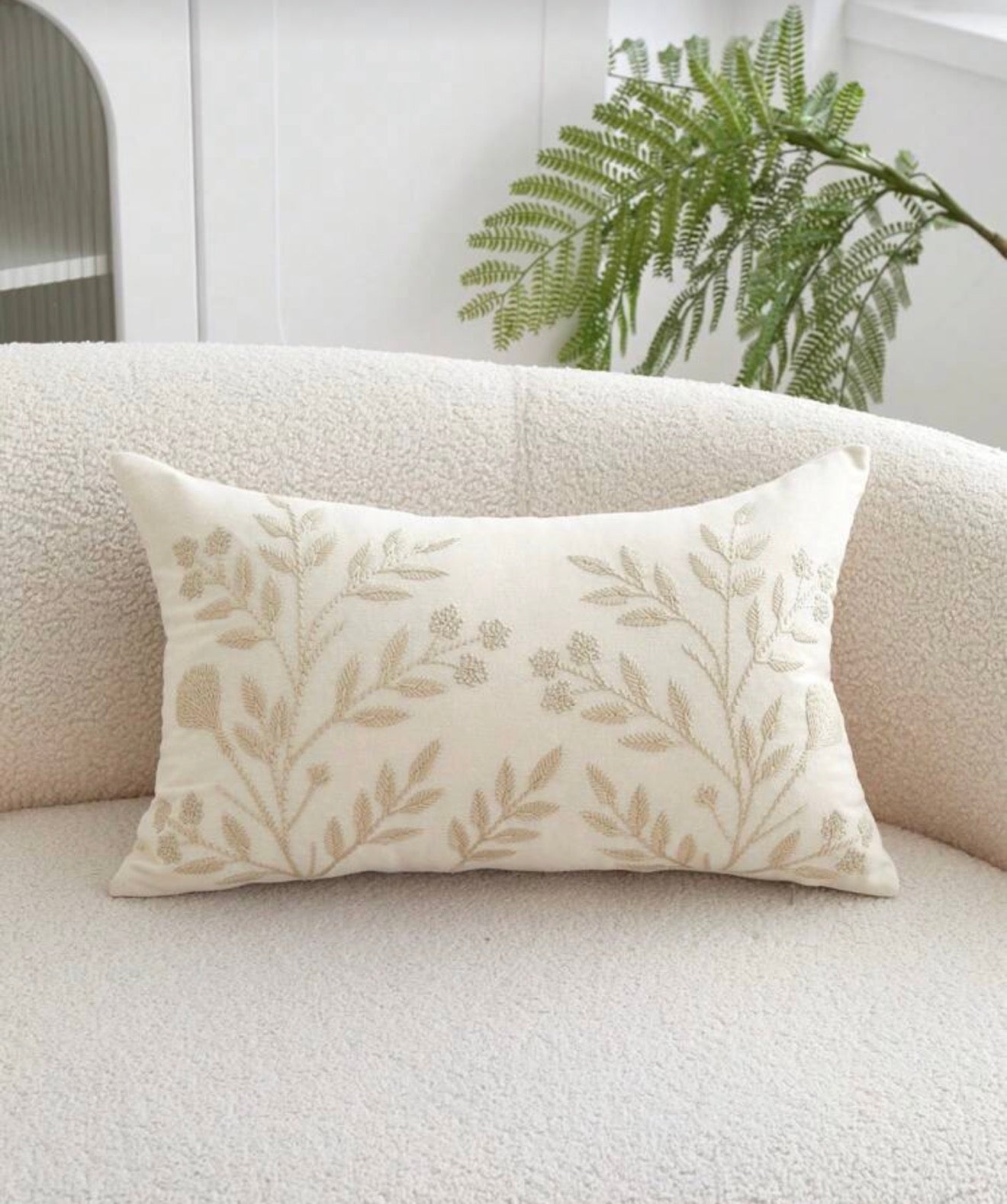 Floral Embroidered Cushion Cover