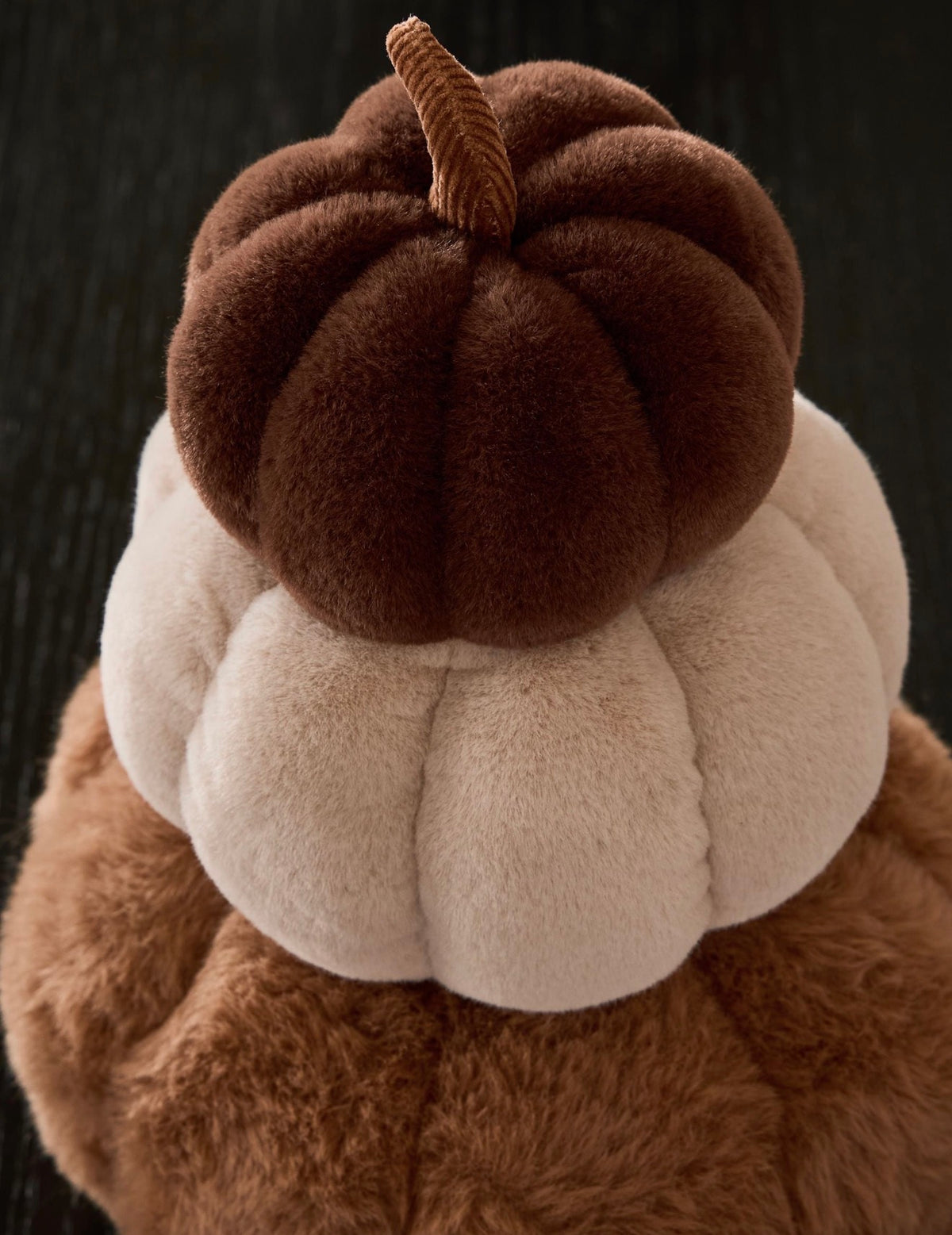 Plush Stacked Pumpkins Decoration | Faux Fur Autumn Décor