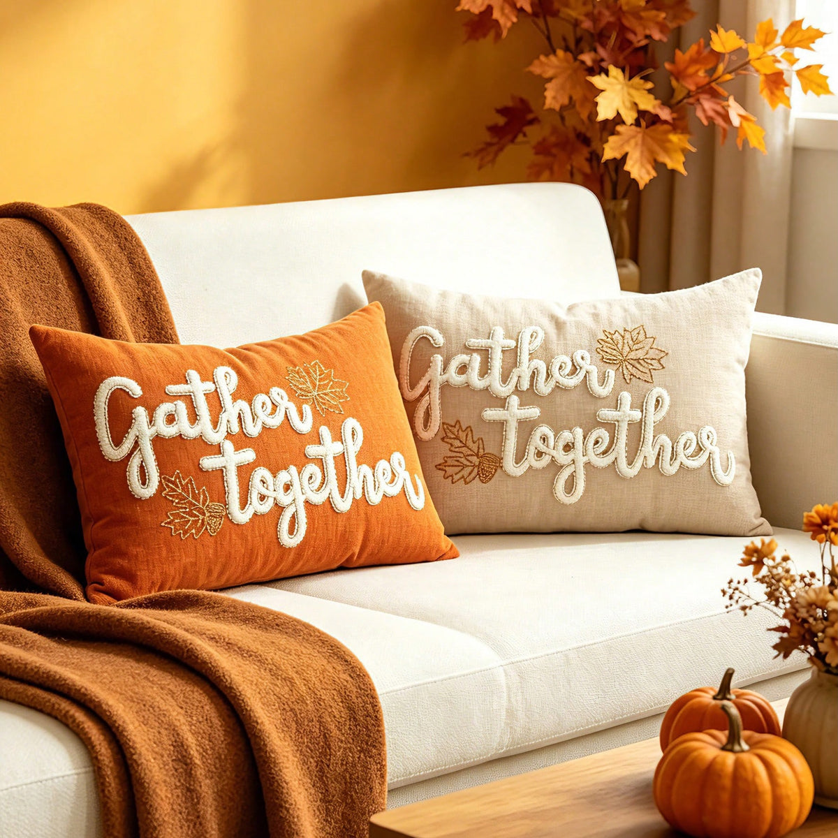 Gather Together Fall Throw Pillow Covers