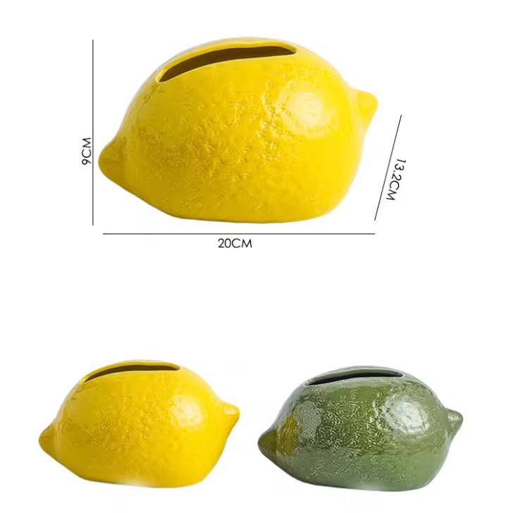 lemon shaped tissue box cover yellow green decorative home decor Lebanon