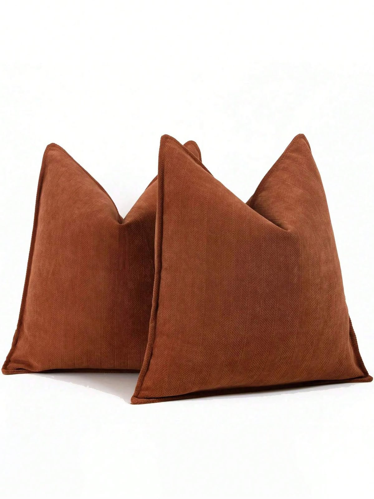 Rust terracotta herringbone textured decorative throw pillow covers