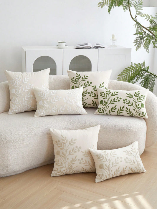 Floral Embroidered Cushion Cover