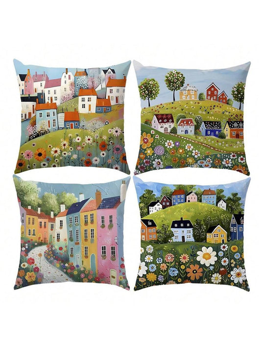 Floral Village Cushion Set (4 Pieces)