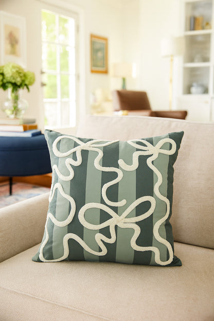 Striped Bow Pillow Cover