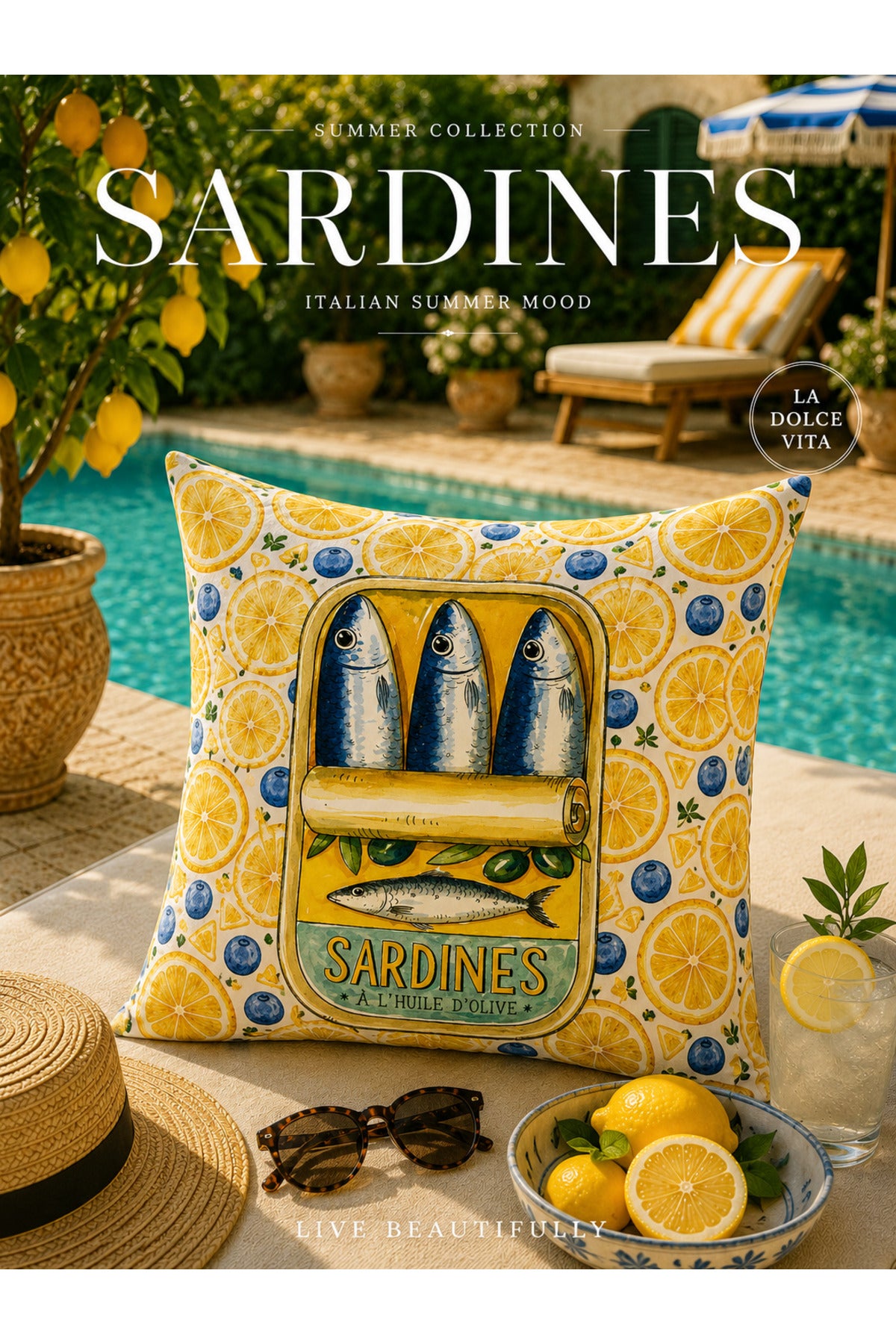 Amalfi Lemon Pillow Cover Set of 4