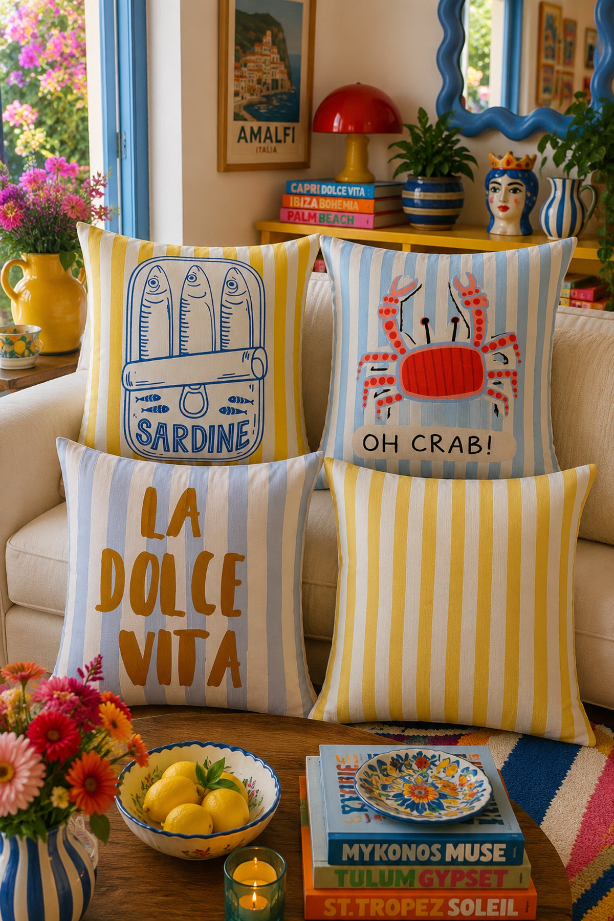 Mediterranean Coastal Pillow Cover Set of 4
