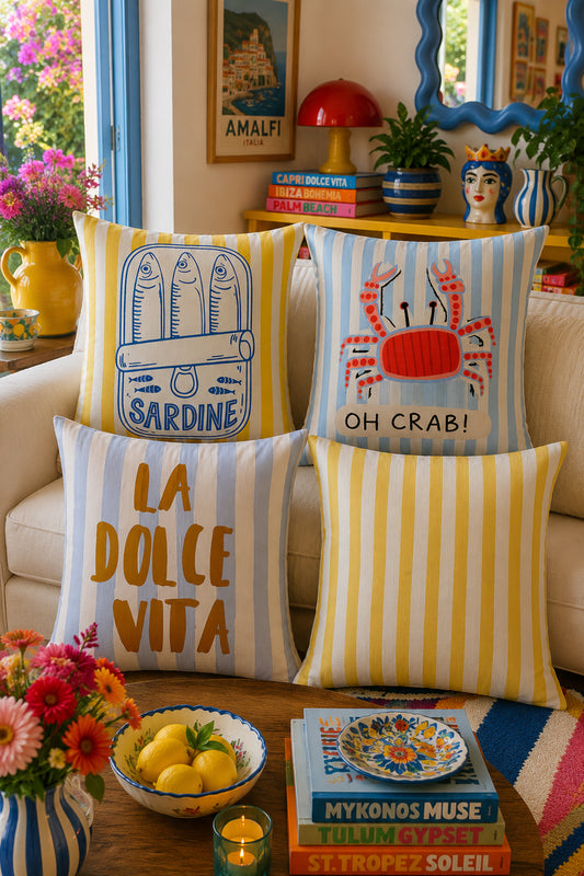 Mediterranean Coastal Pillow Cover Set of 4