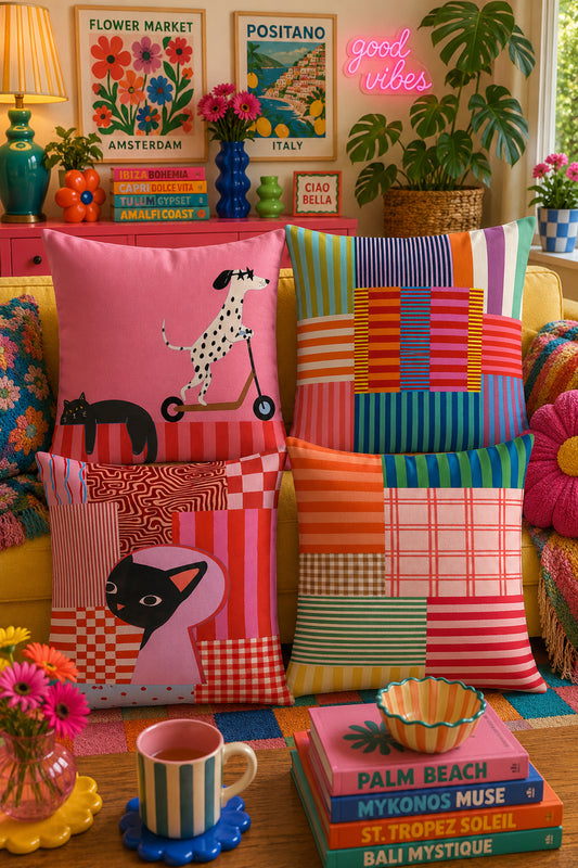 Retro Patchwork Cushion Cover Set of 4