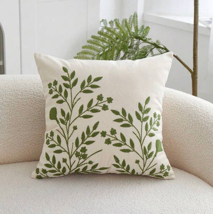 Floral Embroidered Cushion Cover
