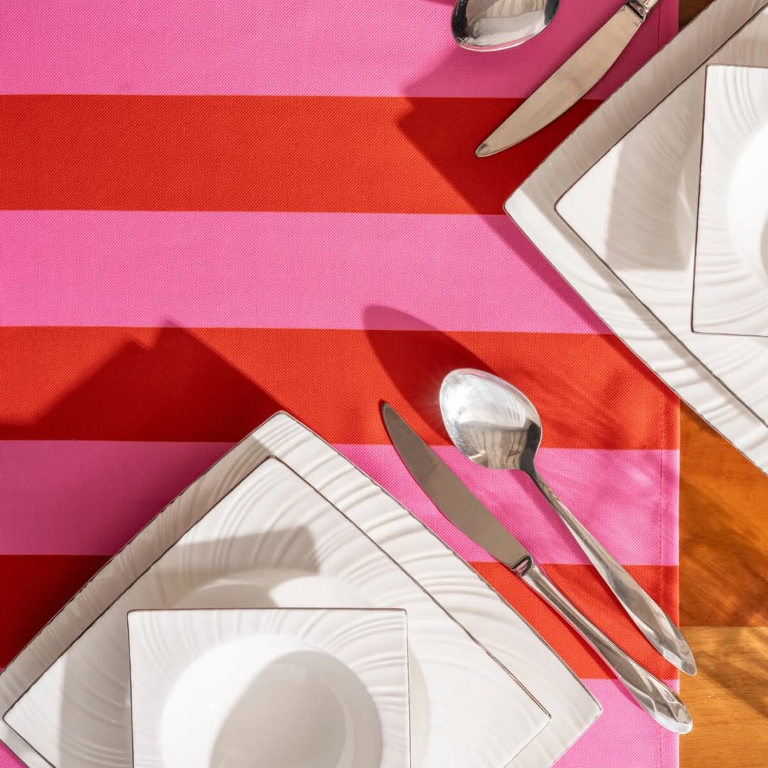 Pink & Red Striped Table Runner | 40x140cm