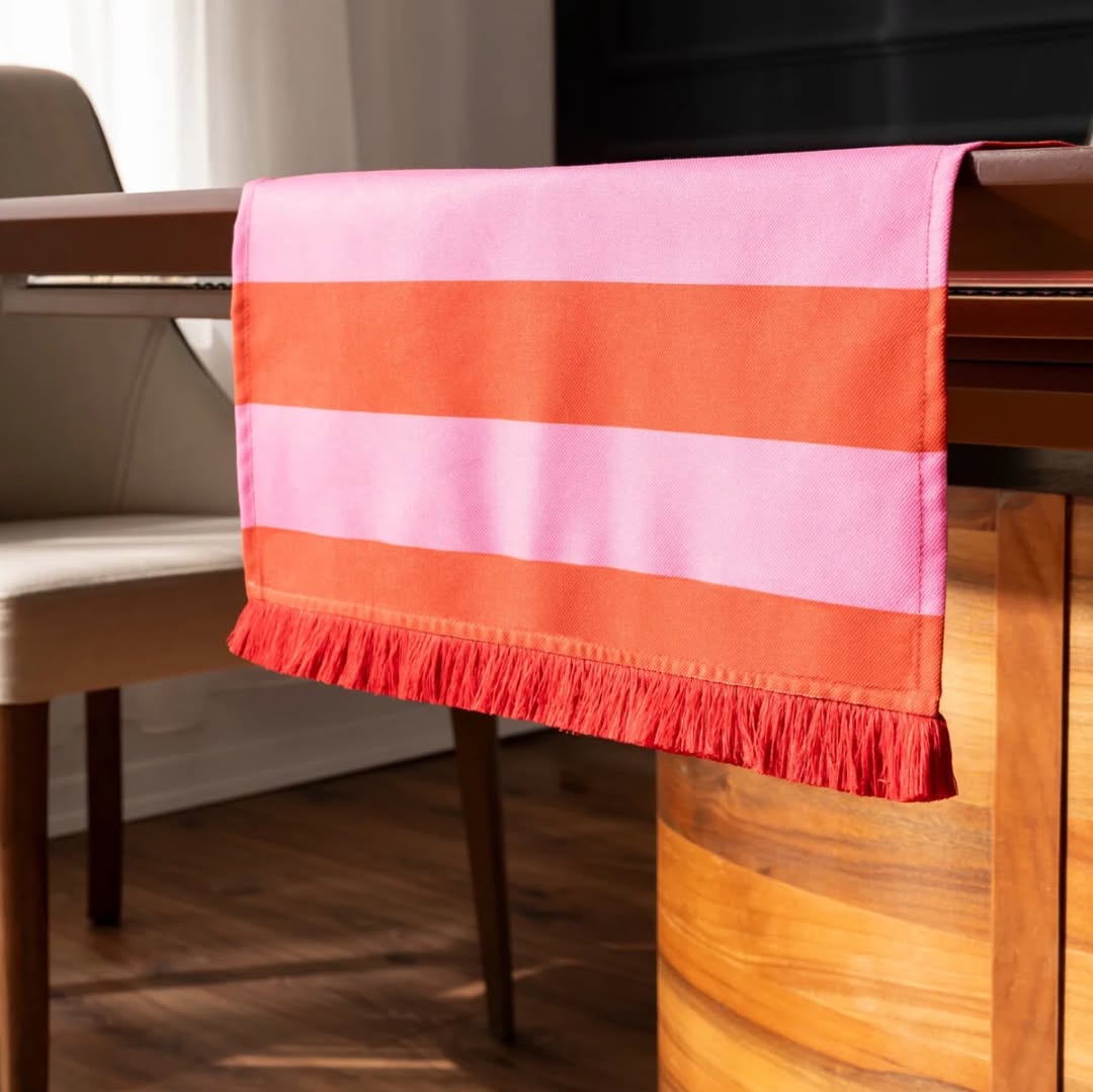 Pink & Red Striped Table Runner | 40x140cm