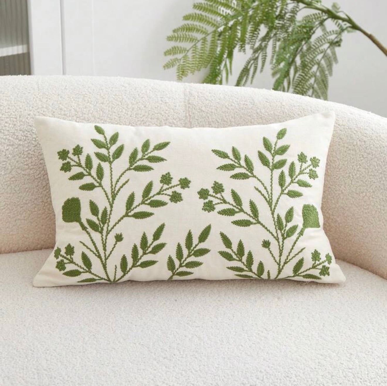 Floral Embroidered Cushion Cover