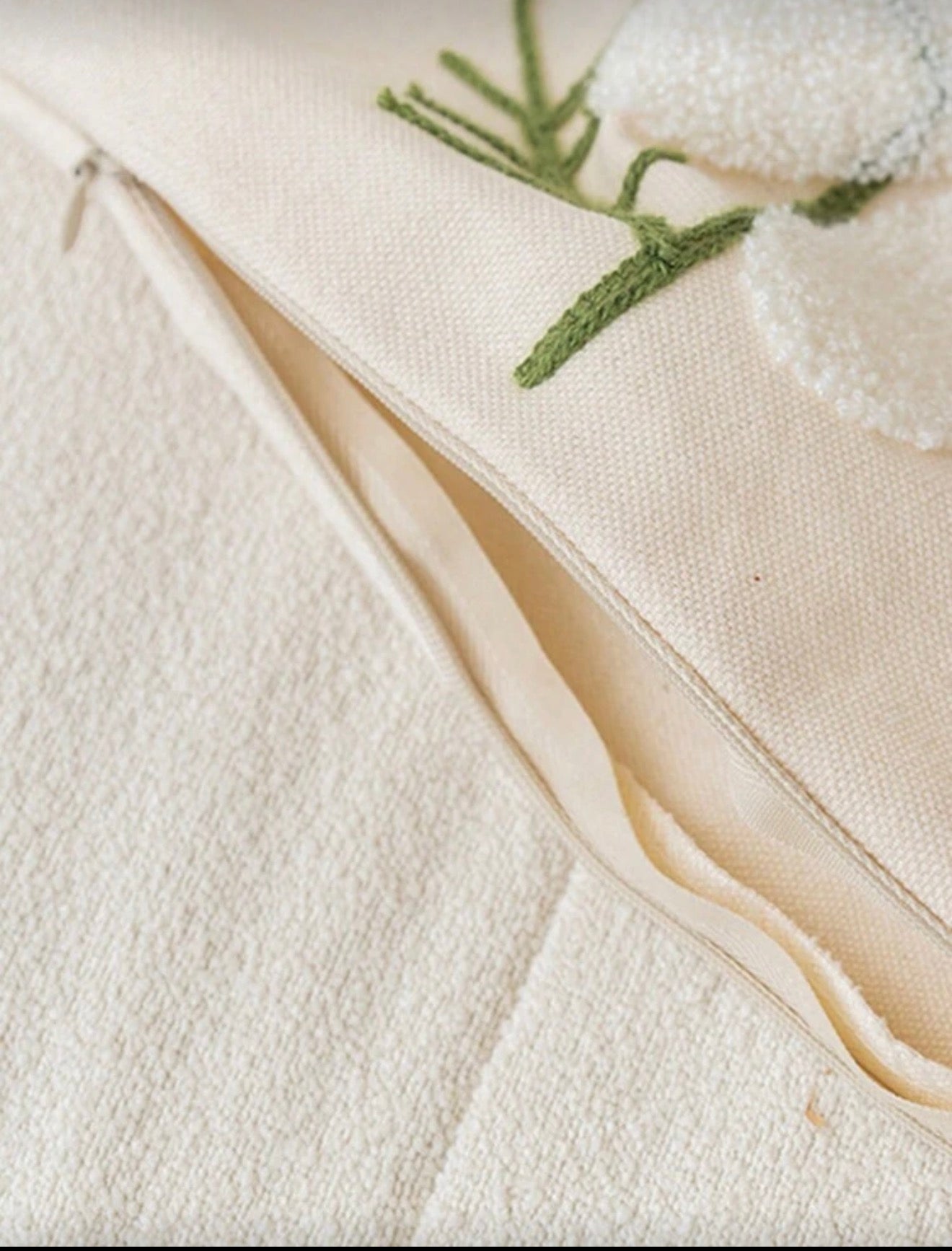 Embroidered Floral Cushion Cover