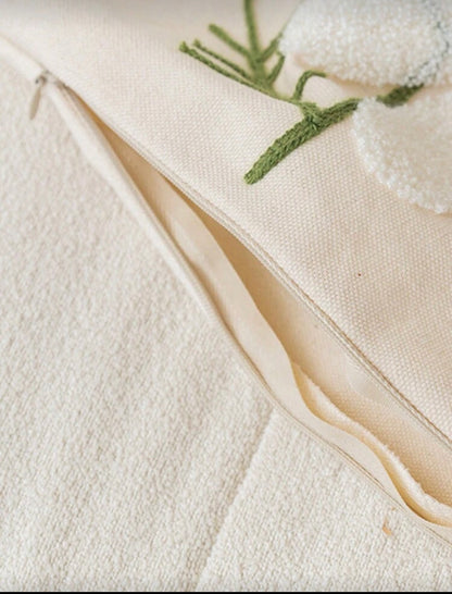 Embroidered Floral Cushion Cover