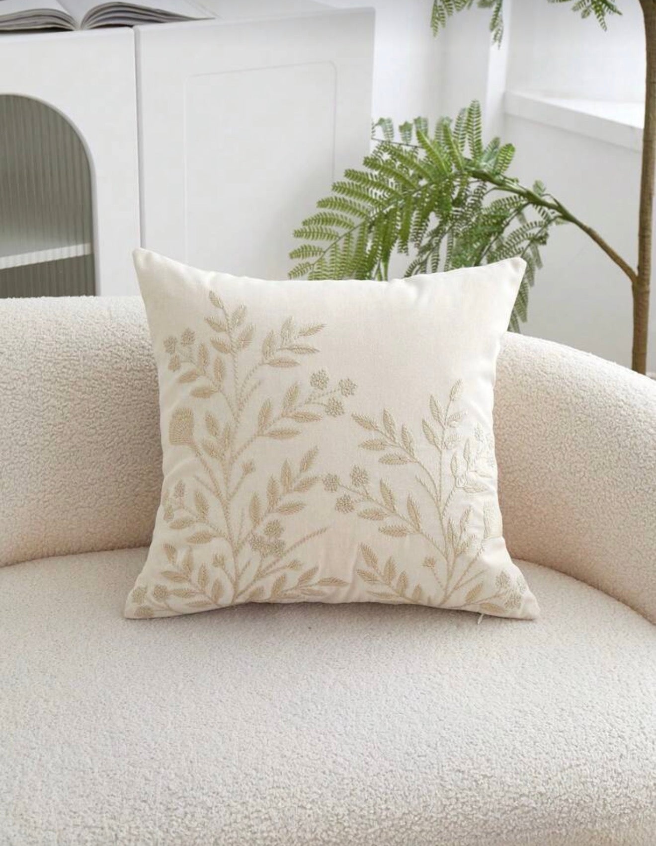 Floral Embroidered Cushion Cover