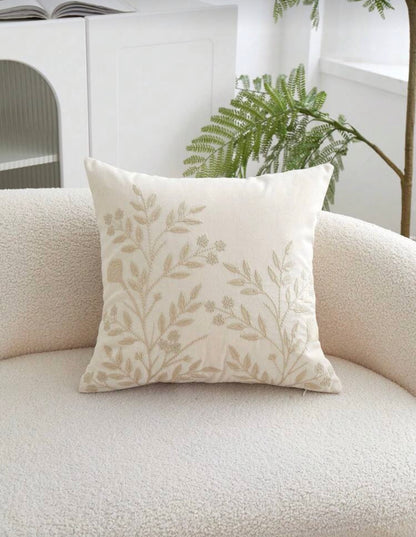 Floral Embroidered Cushion Cover