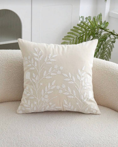 Floral Embroidered Cushion Cover