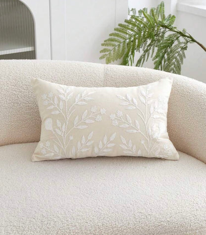 Floral Embroidered Cushion Cover