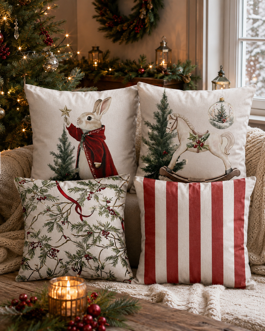 Vintage Woodland Christmas Pillow Covers