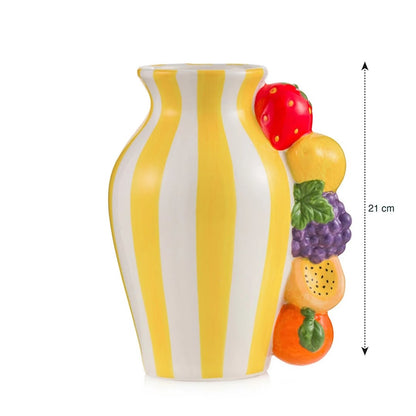 Fruit Handle Striped Ceramic Vase