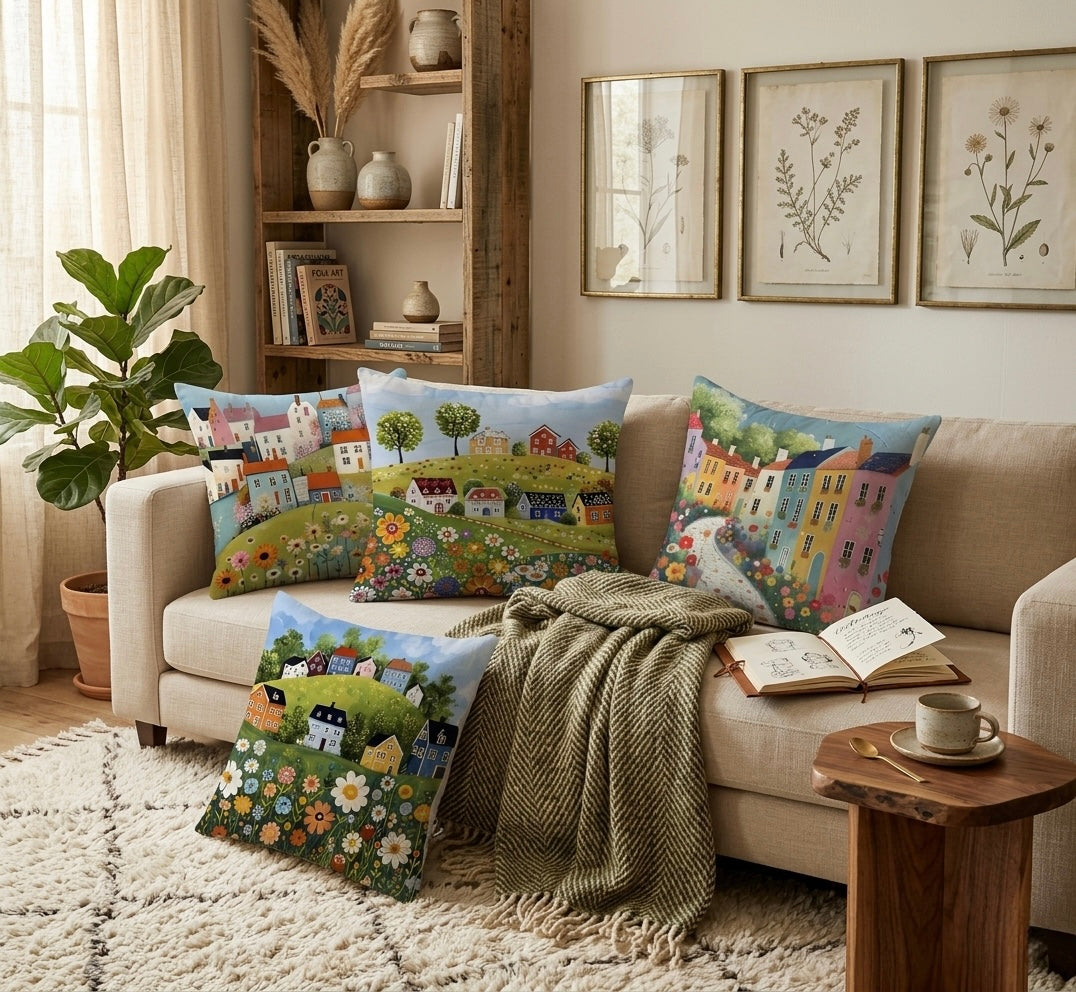 Floral Village Cushion Set (4 Pieces)
