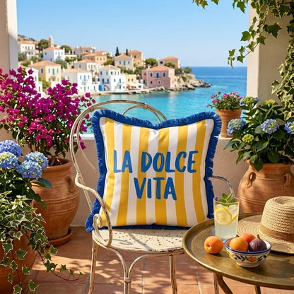 La Dolce Vita Fringe Pillow Cover