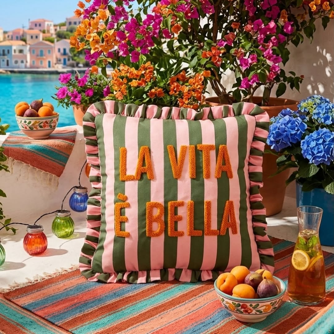 La Vita È Bella Ruffle Pillow Cover