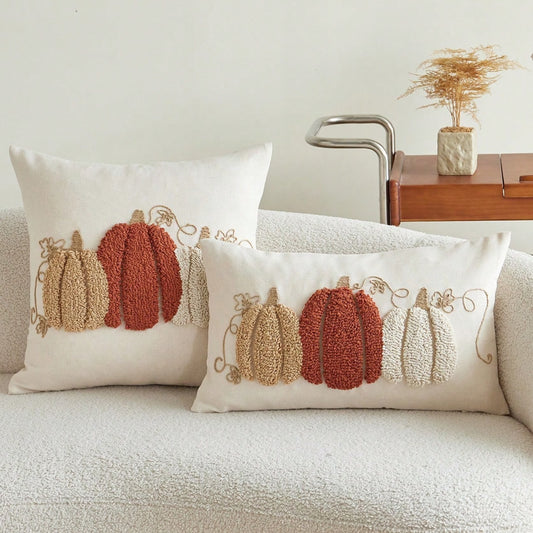 Textured Pumpkin Trio Pillow Cover | Cozy Autumn Home Décor