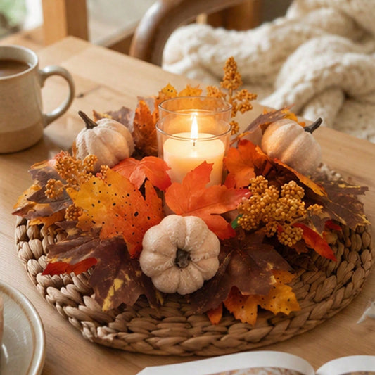Autumn Pumpkin Candle Ring | Fall Table & Thanksgiving Centerpiece