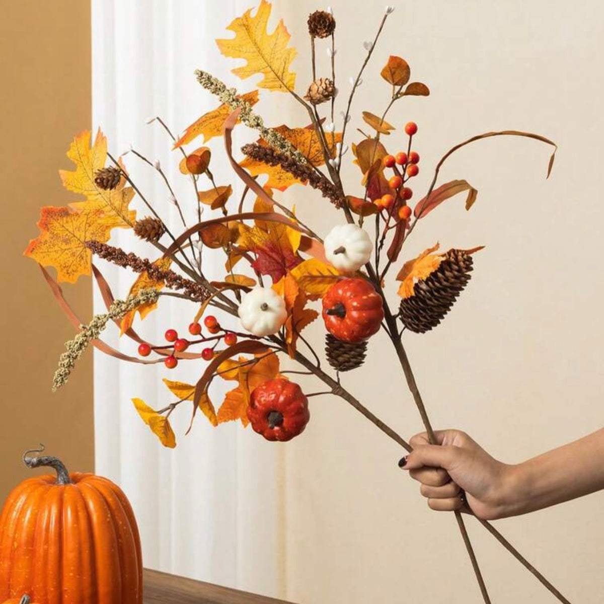 Artificial Fall Pumpkin Floral Stems