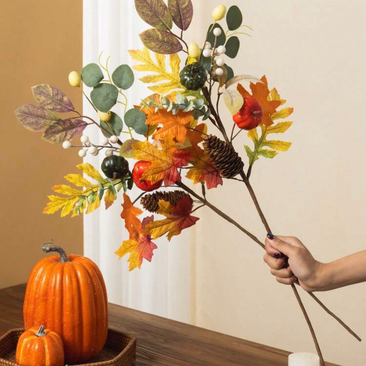 Artificial Fall Pumpkin Floral Stems