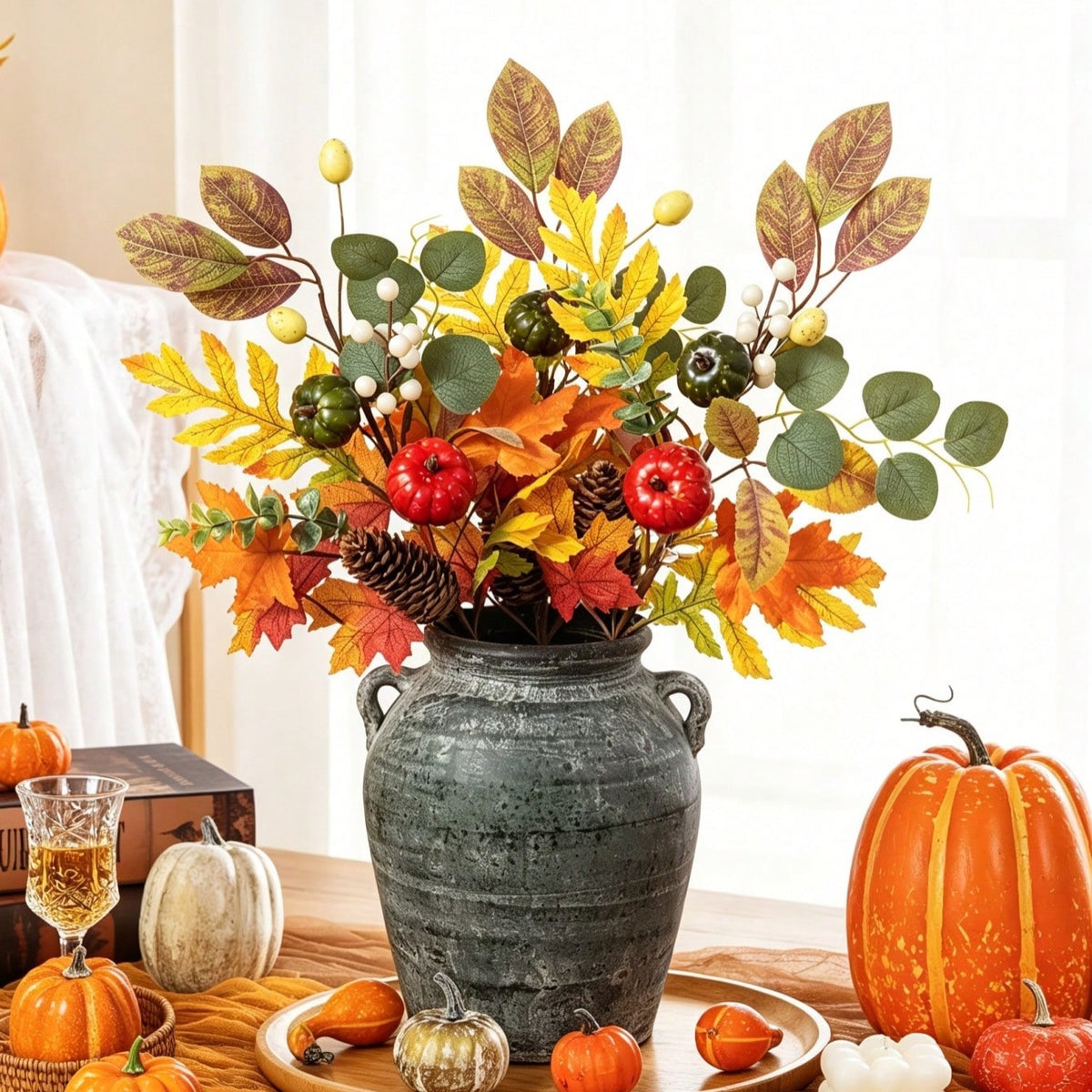 Artificial Fall Pumpkin Floral Stems