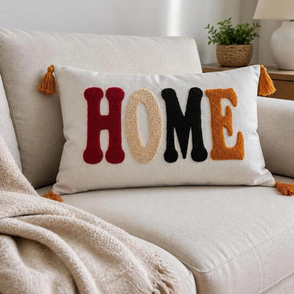 Multicolor HOME Embroidered Throw Pillow Cover