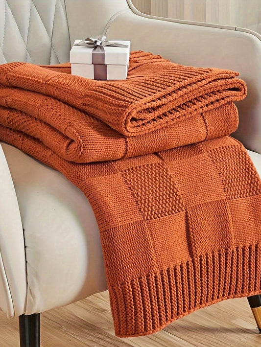 Cozy Geometric Knit Throw Blanket