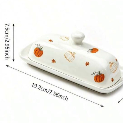 Pumpkin Ceramic Butter Dish with Lid