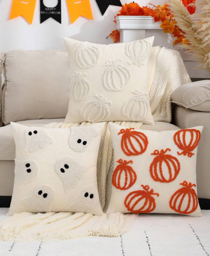 Halloween Tufted Ghost & Pumpkin Cushion Cover Collection