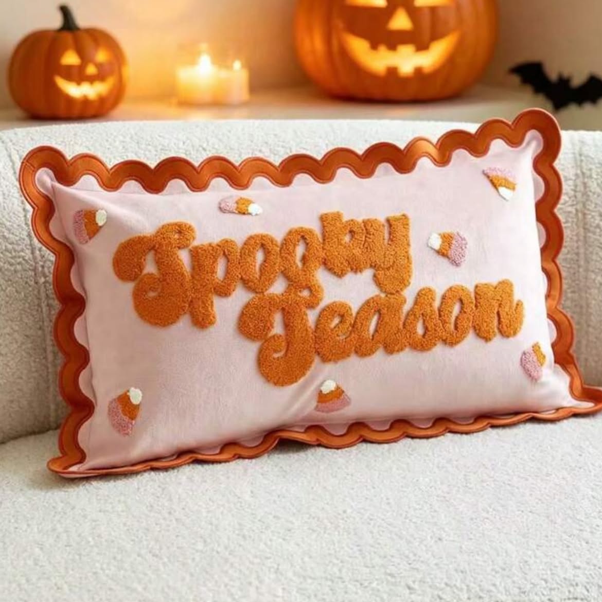 Spooky Season Halloween Embroidered Cushion