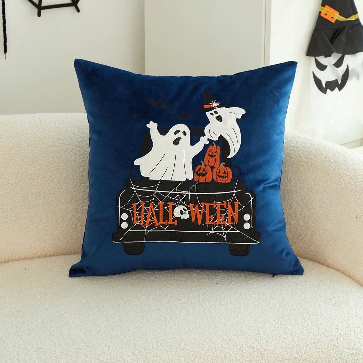 Halloween Ghost & Pumpkin Decorative Cushion