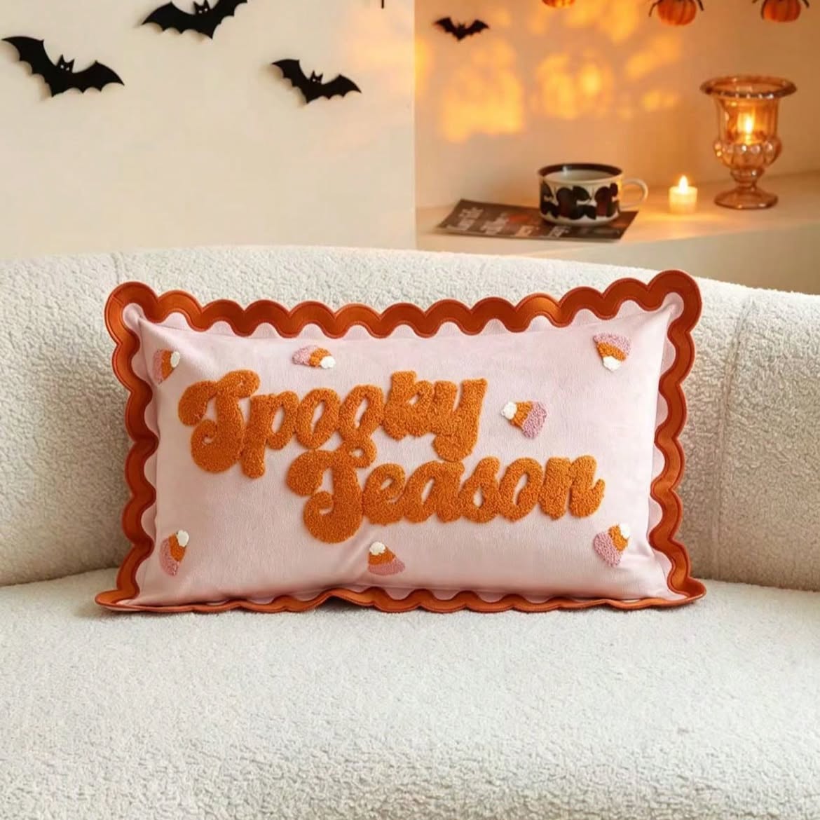 Spooky Season Halloween Embroidered Cushion