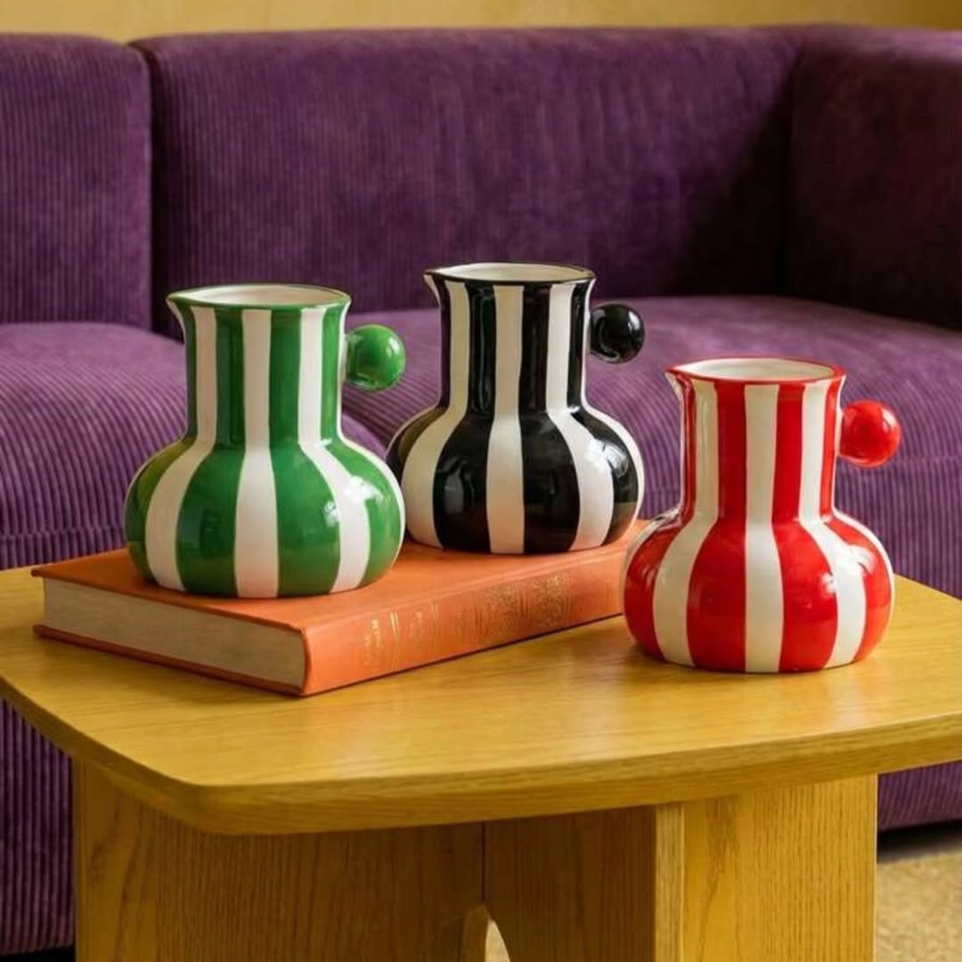 Striped Ceramic Bud Vase