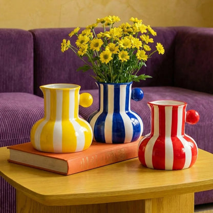 Striped Ceramic Bud Vase
