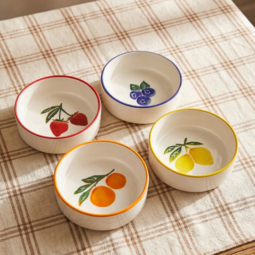 Fruit Ceramic Dip Bowls Set (4 Pieces)