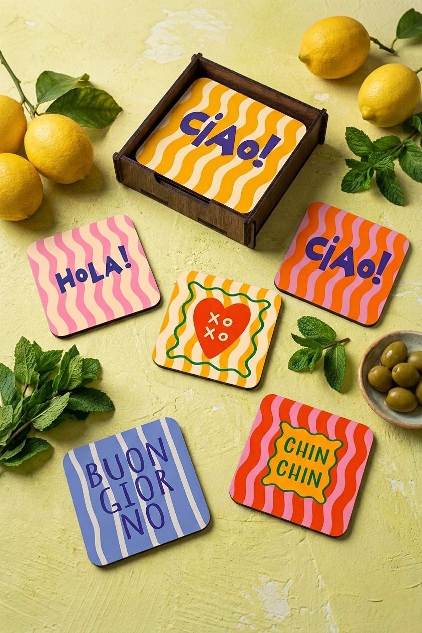 Italian Aperitivo Coaster Set of 6
