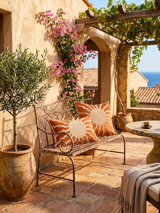 Golden Sun Embroidered Cushion Cover