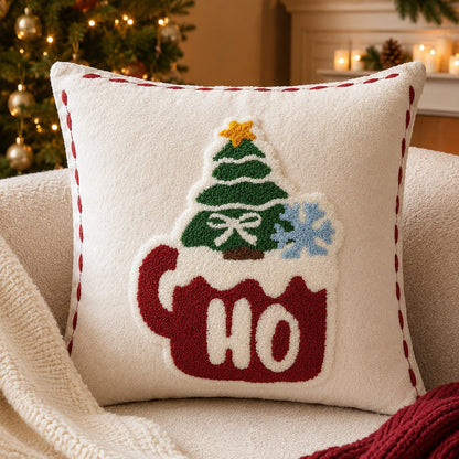Christmas Tufted Cushion Cover Collection | Ho Ho Ho & Sleigh