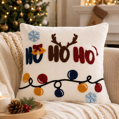 Christmas Tufted Cushion Cover Collection | Ho Ho Ho & Sleigh