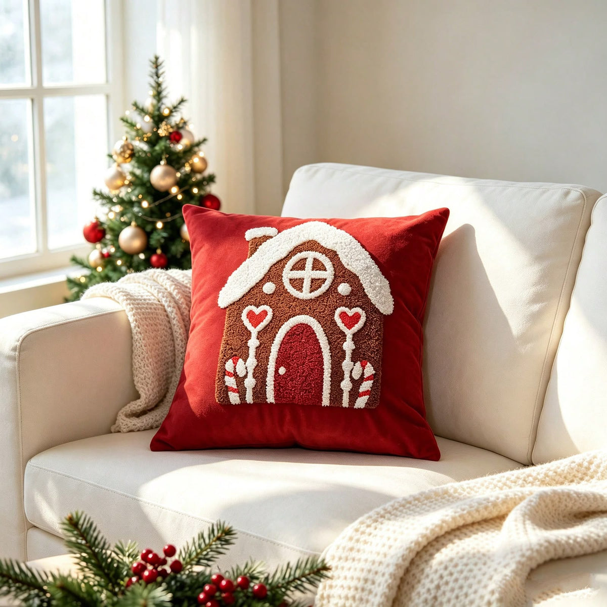 Gingerbread Christmas Tufted Cushion Cover Collection