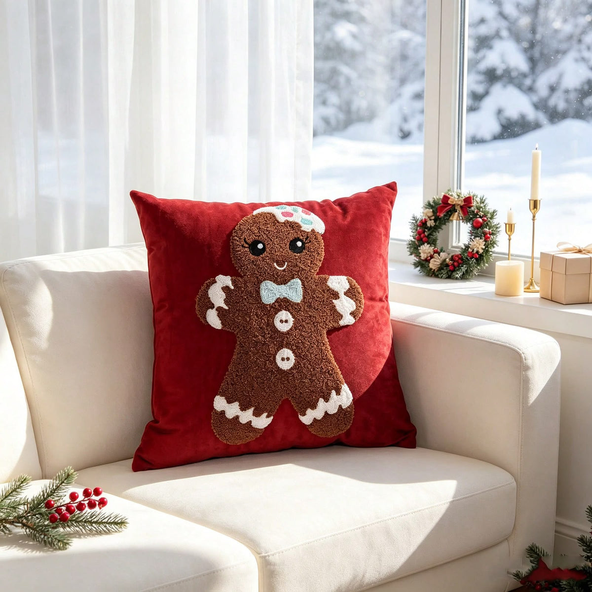 Gingerbread Christmas Tufted Cushion Cover Collection